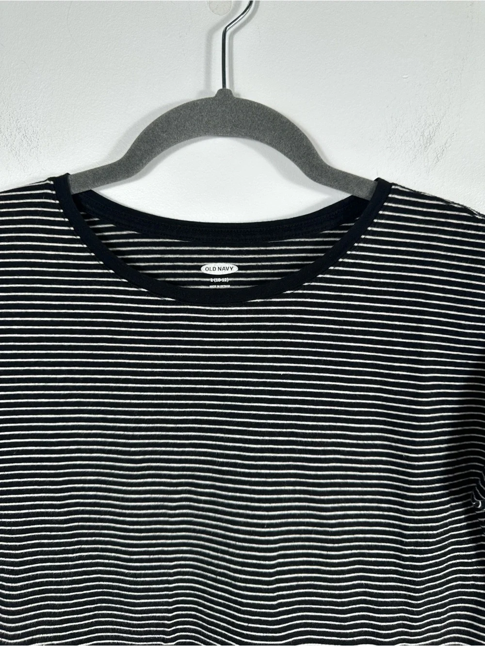 Old Navy Striped Long Sleeve Tee Black White‎ Crewneck Shirt Girls Large 10-12